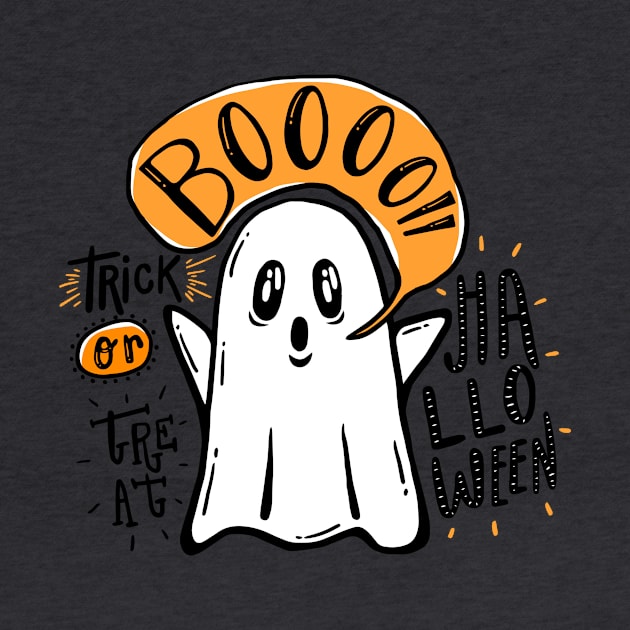 Spooky Halloween Ghost by superdupertees